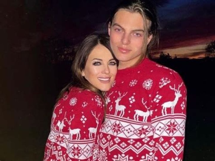 Elizabeth Hurley And Damian Hurley Twin In Matching Christmas Sweaters