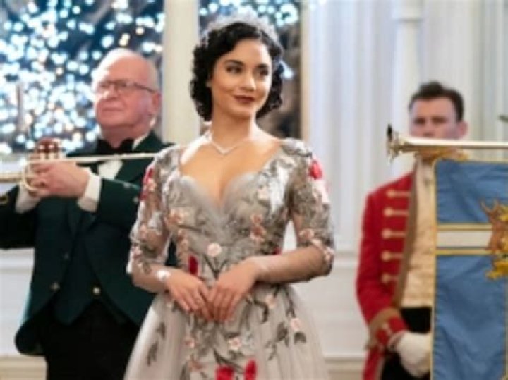 Vanessa Hudgens Wore This Mac Duggal Embroidered Trumpet Gown In Princess Switch: Switched Again And It’s On Sale